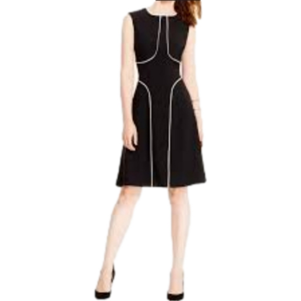 London Style Black and White Fit and Flare Dress Size 6